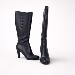TAHARI Leather Boots Knee High Black Size 9.5